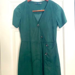 ZARA Green suede dress.